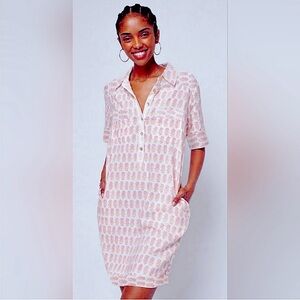 Faherty Peach and White Mini Dress